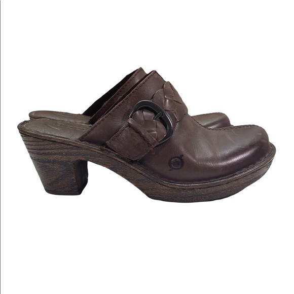 Born Shoes - Born heeled clogs in brown womens size 7 / 38
